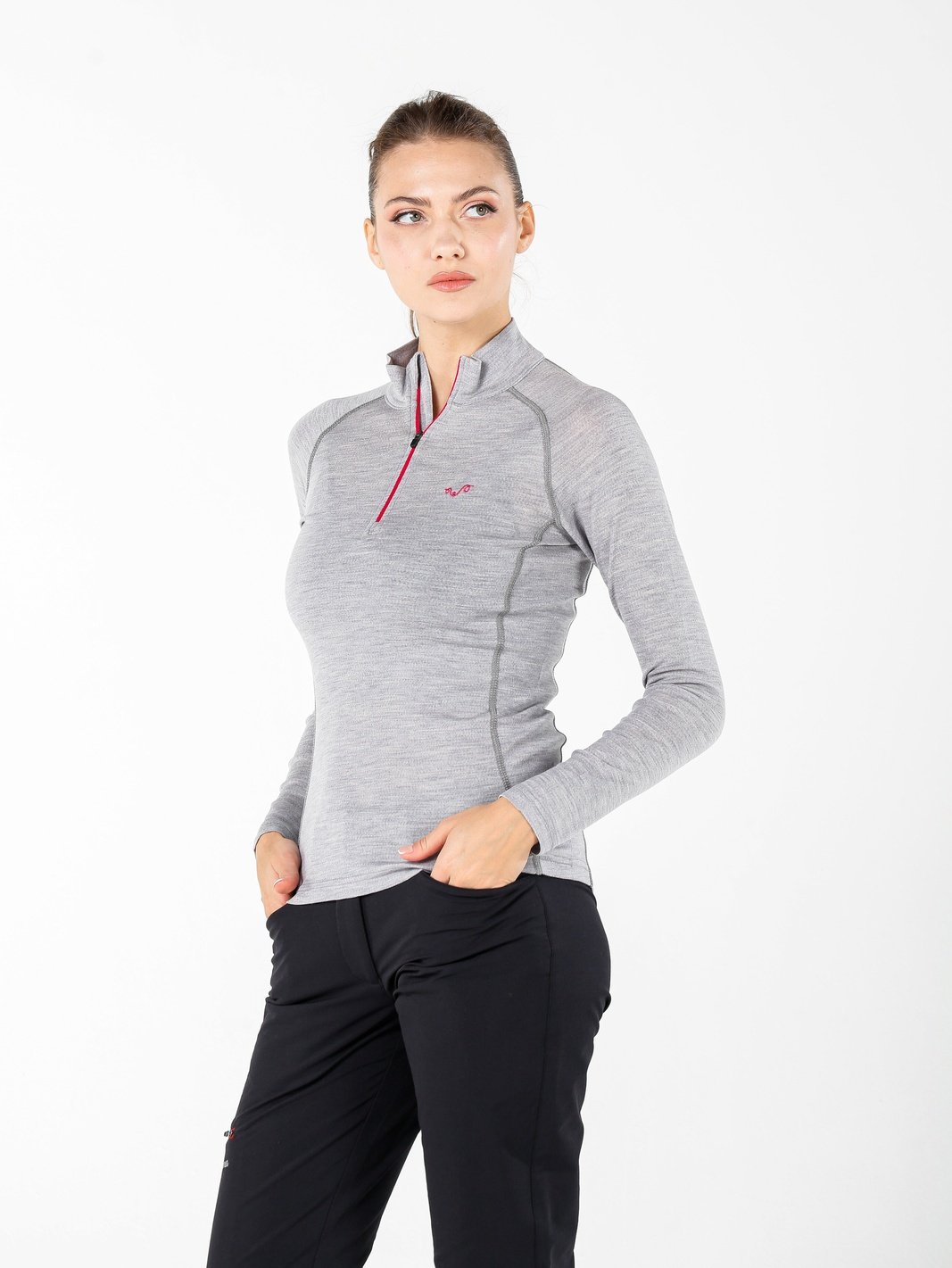 VEGA- Aktivni veš 100% merino vuna ženska bluza 1/4 Zip