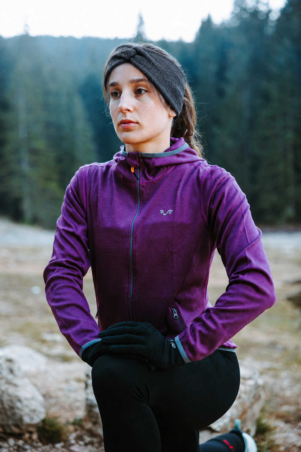 Ženska traka za glavu od 100% merino vune | Set 2 kom – antracit + siva