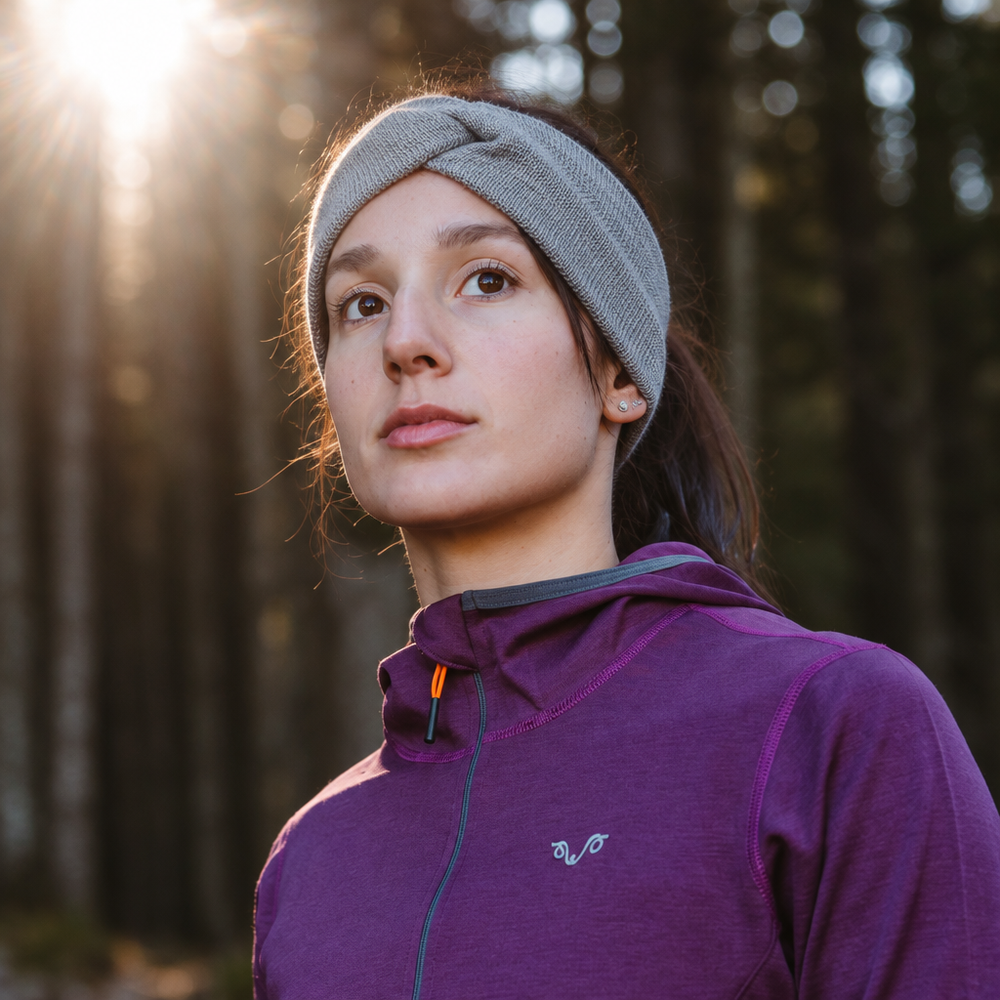 Ženska traka za glavu od 100% merino vune | Set 2 kom – antracit + siva