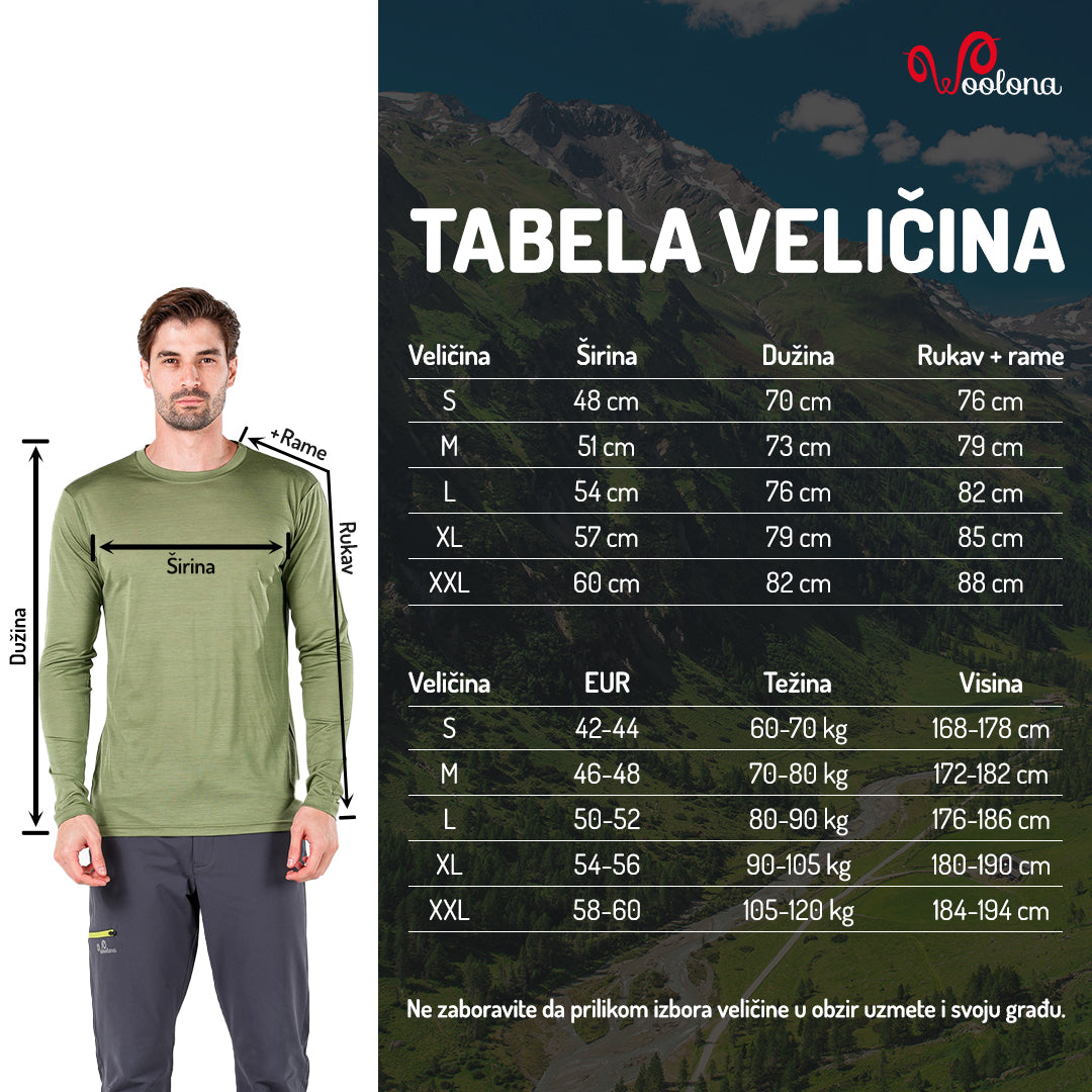 ERIS- Aktivni veš  Cool wool 100% merino vuna majica dugi rukav