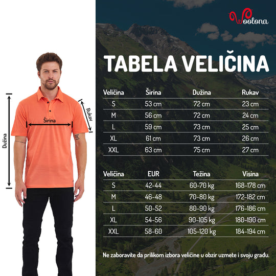 Polo pique majica 100% merino vuna